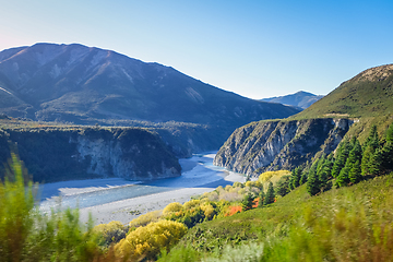 Image showing Mountain canyon and river landscape in New Zealand