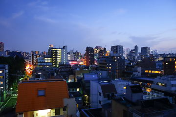 Image showing Tokyo cityscape at night, Japan