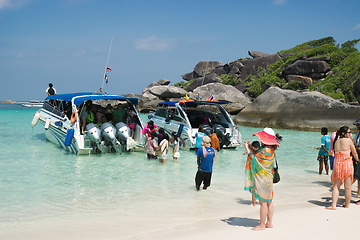 Image showing Speed boats are used to transport the tourist, Thailand