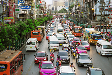 Image showing Ordinary big traffic flows on roads Bangkok