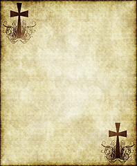 Image showing cross on old parchment