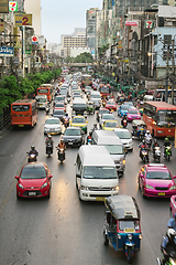 Image showing Everyday big traffic flows on roads Bangkok