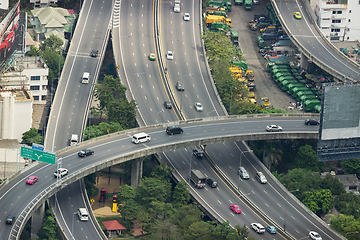 Image showing Aerial view on highway overpass in Bangkok, Thailand