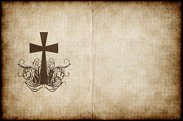 Image showing cross on old parchment