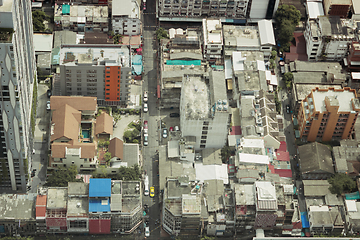 Image showing View rooftops of simple quarters in Bangkok