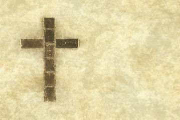 Image showing christian cross on parchment