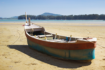 Image showing Boat on land in the area of sea tide