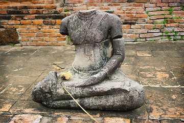 Image showing Headless Buddha statue at Wat Mahathat, Ayutthaya, Thailand