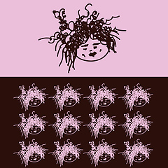 Image showing A picture of a child with black curly hair vector or color illus