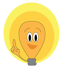 Image showing A brown-colored cartoon light bulb laughing vector or color illu