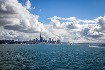 Image showing Auckland view from the sea, New Zealand