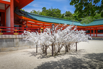 Image showing Omikuji tree at Heian Jingu Shrine temple, Kyoto, Japan