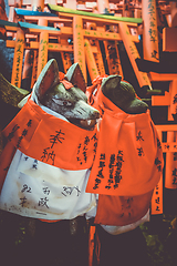 Image showing Fox statues at Fushimi Inari Taisha, Kyoto, Japan