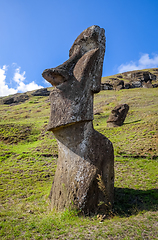 Image showing Moais statues on Rano Raraku volcano, easter island