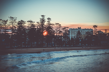 Image showing Manly Beach at sunset, Sydney, Australia