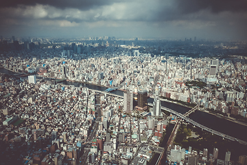 Image showing Tokyo city skyline aerial view, Japan