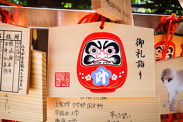 Image showing Traditional Emas in a temple, Tokyo, Japan