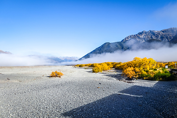 Image showing Fog on plain in New Zealand mountains