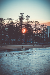 Image showing Manly Beach at sunset, Sydney, Australia