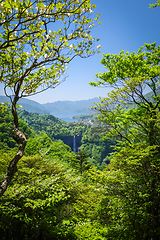 Image showing Kegon falls and Chuzenji lake, Nikko, Japan