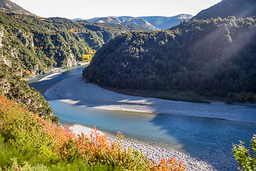 Image showing Mountain canyon and river landscape in New Zealand