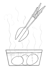 Image showing Eggs get from boiling water. Schematic drawing