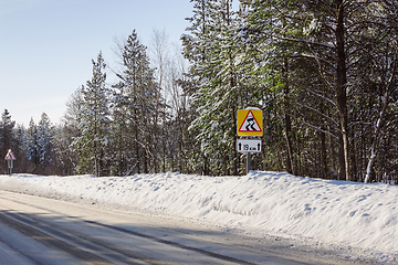 Image showing Slippery winter road, northern region