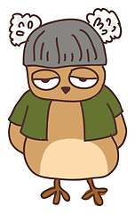 Image showing A sleepy owl vector or color illustration