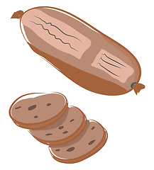 Image showing A packaged brown sausage vector or color illustration