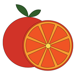 Image showing Simple vector illustration of an orange cut in half white backgr