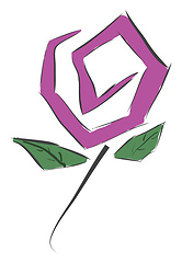 Image showing Simple purple flower with gren leaves vector illustration on whi