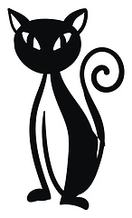 Image showing Silhouette of a black thin cat vector or color illustration