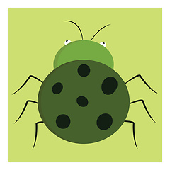 Image showing Cartoon of a green bug with black dots vector illustration on wh
