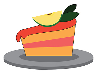 Image showing Two layer celebration cake with cherry decoration vector or colo