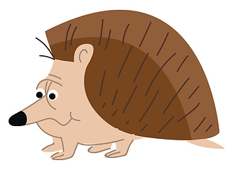 Image showing Cartoon of a big nosed spiny animal known as hedgehog vector col