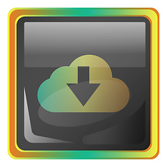 Image showing Cloud download  grey square vector icon illustration with yellow