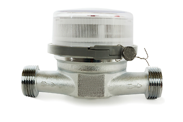 Image showing Water meter for domestic water white background