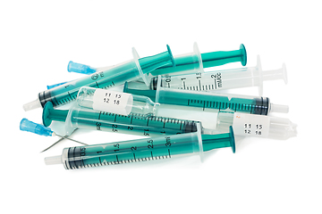 Image showing Used syringes on white background