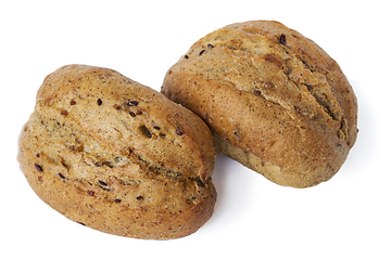 Image showing Two oatmeal buns,  white background