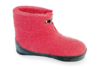 Image showing Felt boot bright red on white