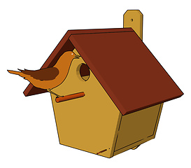 Image showing A bird with a small home vector or color illustration