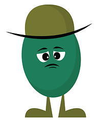 Image showing Emoji a sad green monster with a hat vector or color illustratio