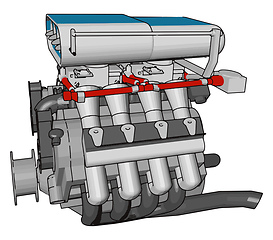 Image showing A complicated engine vector or color illustration