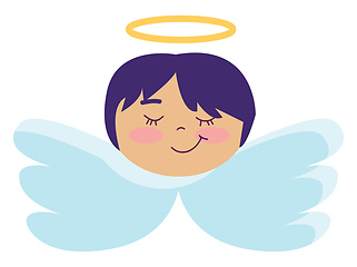 Image showing Angel with short blue hair illustration color vector on white ba