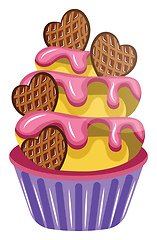 Image showing Colorful cupcake with cookiesillustration vector on white backgr