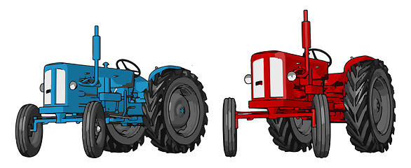 Image showing Blue and red tractor vector illustration on white background