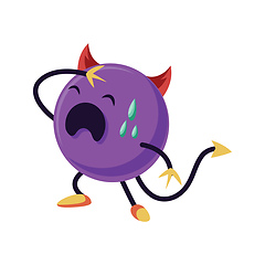 Image showing Sad purple monster screaming vector illustration on a white back