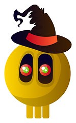 Image showing Cute yellow cartoon skull with halloween hat vector illustartion