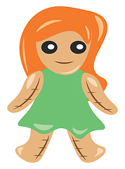 Image showing A doll wearing green frock vector or color illustration