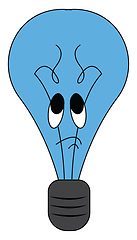 Image showing A tragic blue-colored cartoon light bulb vector or color illustr